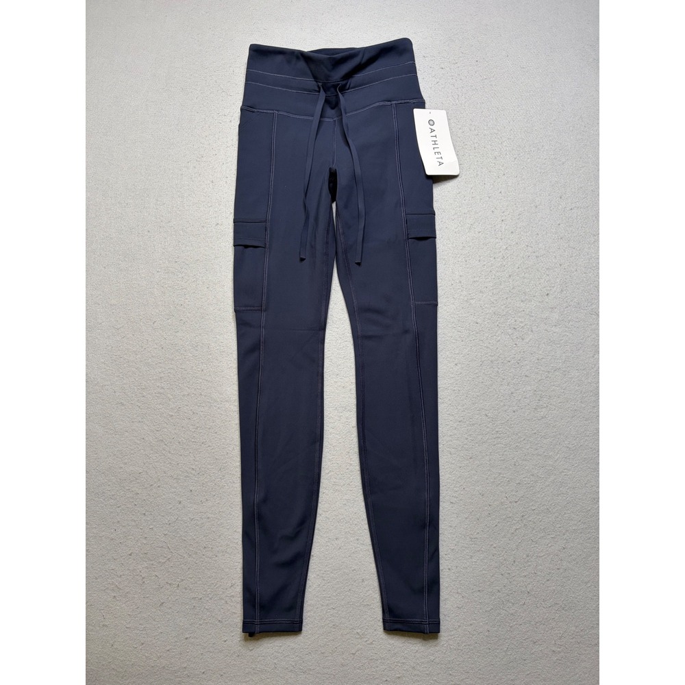Athleta Rainier Cargo Tight Women XXS Navy Blu Legging High Rise Brushed Thermal